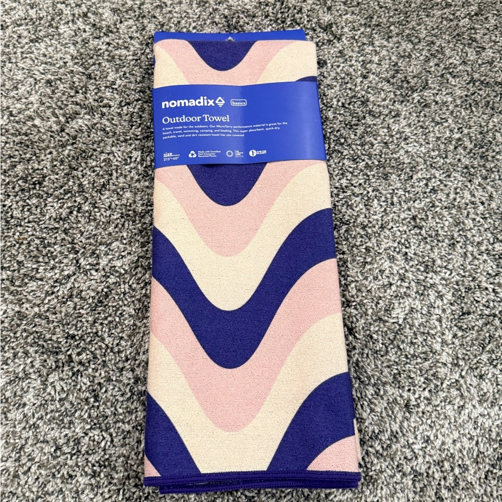Nomadix Outdoor Towel. Purple Wave Design color.